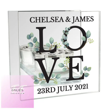 Personalised Botanical Mirrored Glass Tea Light Holder