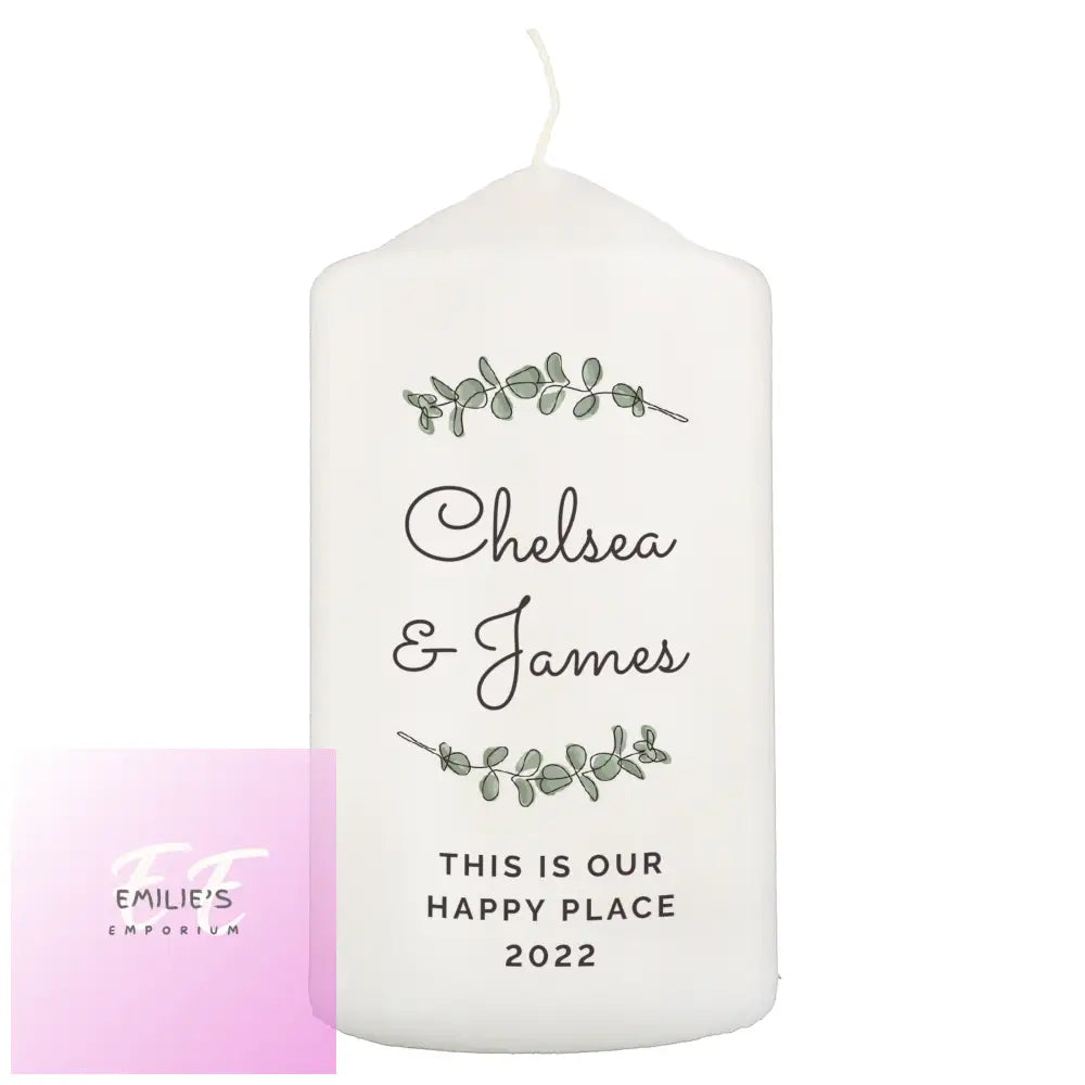 Personalised Botanical Pillar Candle