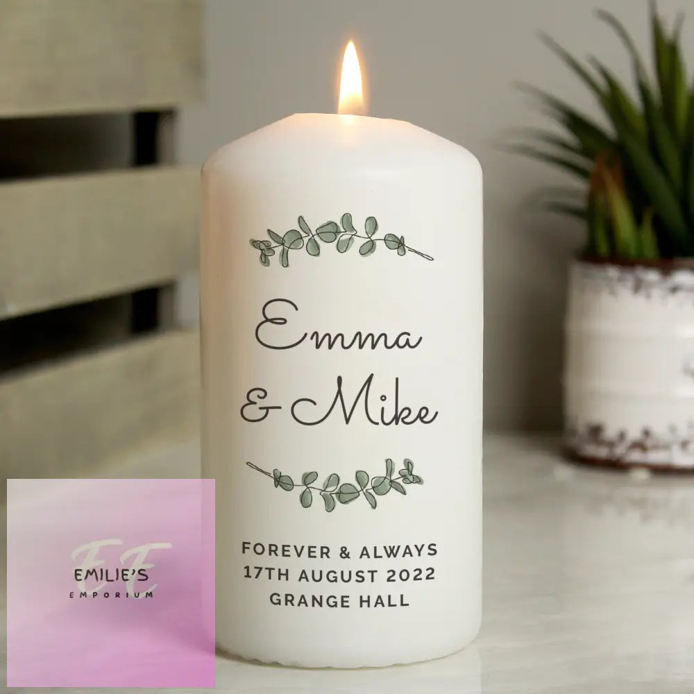 Personalised Botanical Pillar Candle