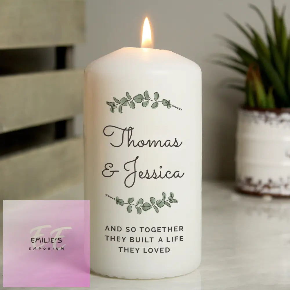 Personalised Botanical Pillar Candle