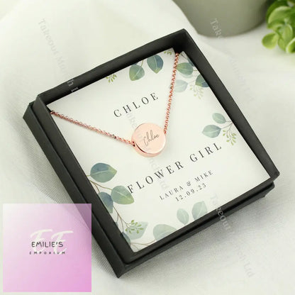Personalised Botanical Sentiment Rose Gold Tone Necklace And Box