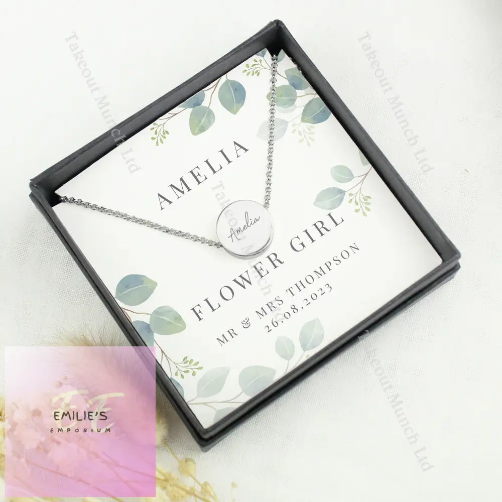 Personalised Botanical Sentiment Silver Tone Necklace And Box