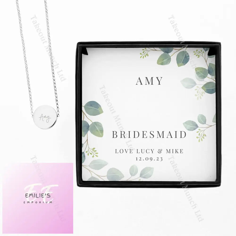 Personalised Botanical Sentiment Silver Tone Necklace And Box