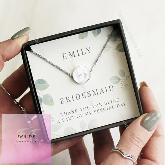 Personalised Botanical Sentiment Silver Tone Necklace And Box
