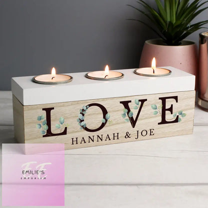 Personalised Botanical Triple Tea Light Box