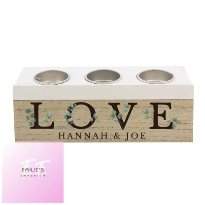 Personalised Botanical Triple Tea Light Box