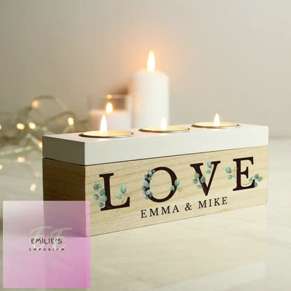 Personalised Botanical Triple Tea Light Box