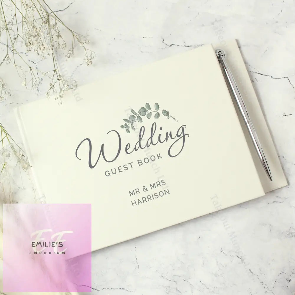 Personalised Botanical Wedding Guest Book & Pen