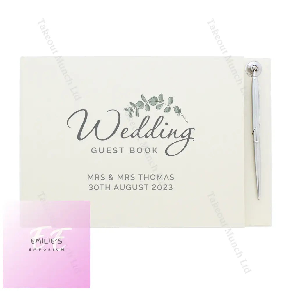 Personalised Botanical Wedding Guest Book & Pen