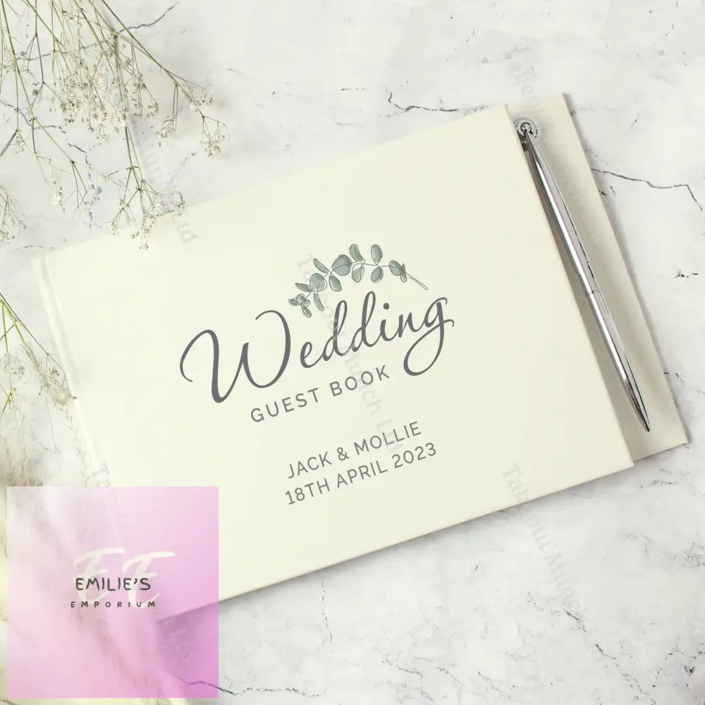 Personalised Botanical Wedding Guest Book & Pen