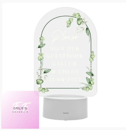 Personalised Botanical Wedding Led Colour Changing Light