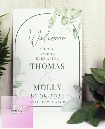 Personalised Botanical Wedding Metal Sign