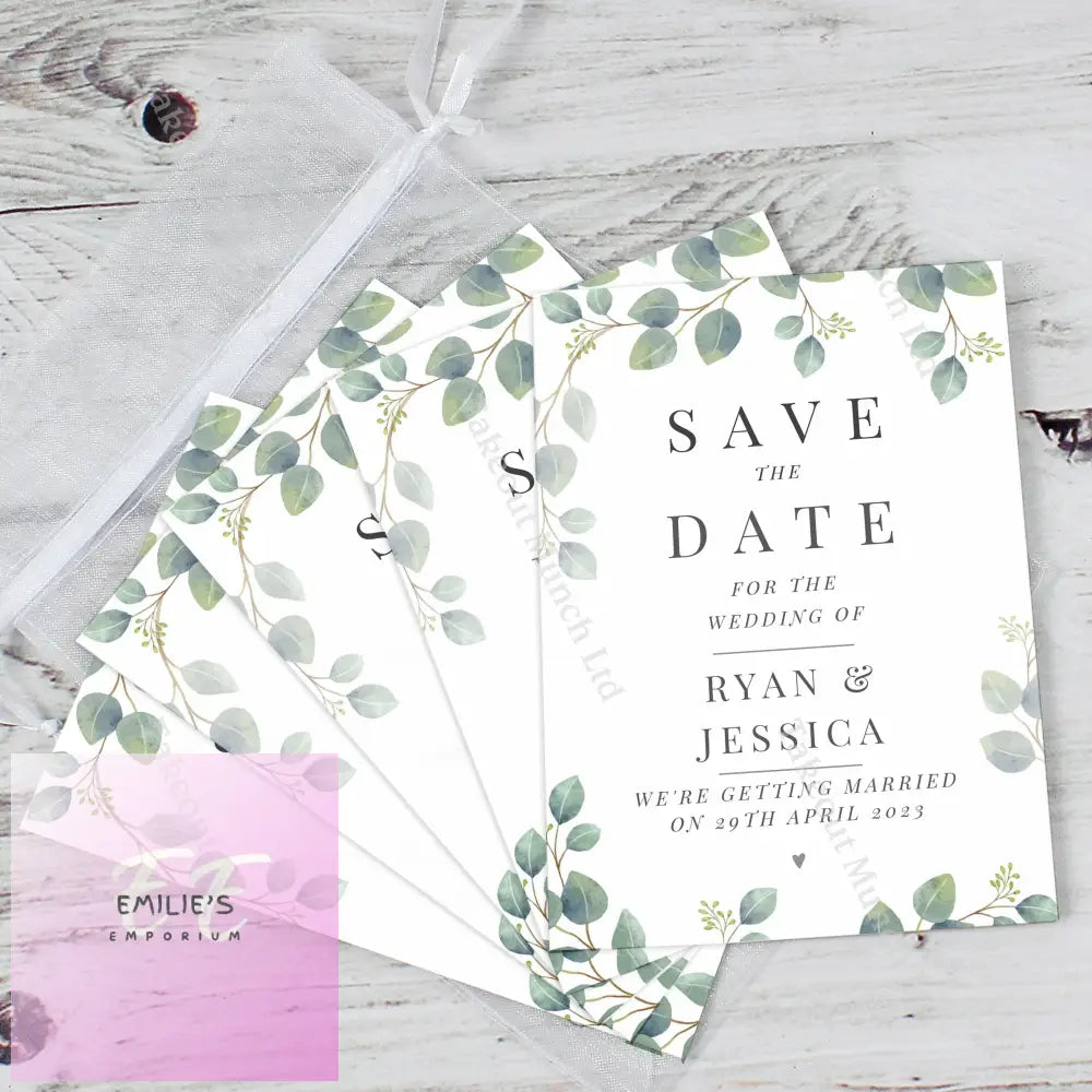 Personalised Botanical Wedding Save The Dates Pack Of 36