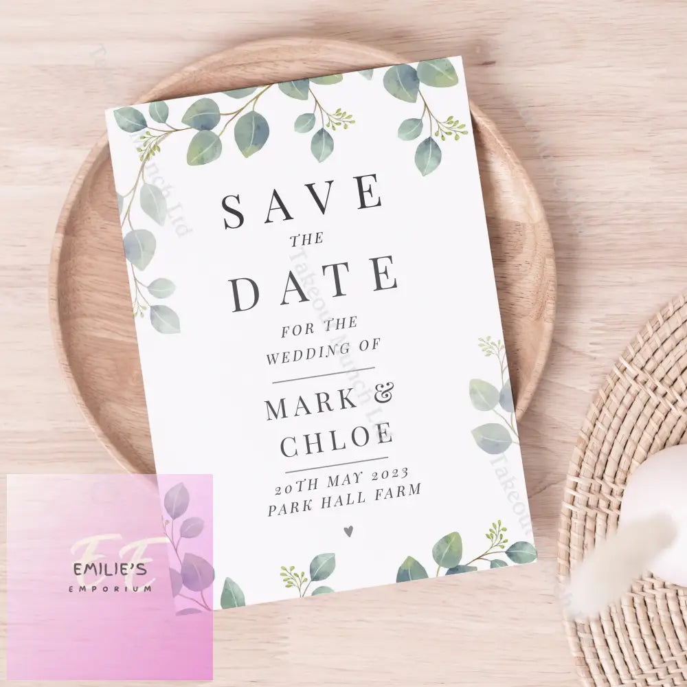 Personalised Botanical Wedding Save The Dates Pack Of 36