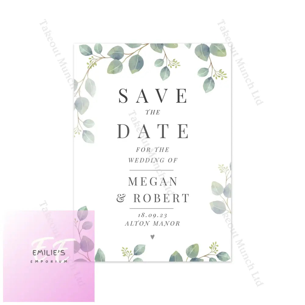 Personalised Botanical Wedding Save The Dates Pack Of 36