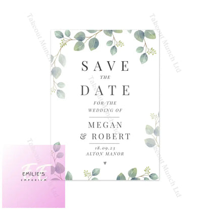 Personalised Botanical Wedding Save The Dates Pack Of 36