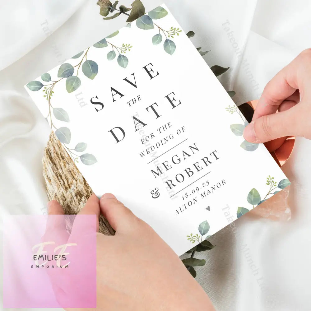 Personalised Botanical Wedding Save The Dates Pack Of 36