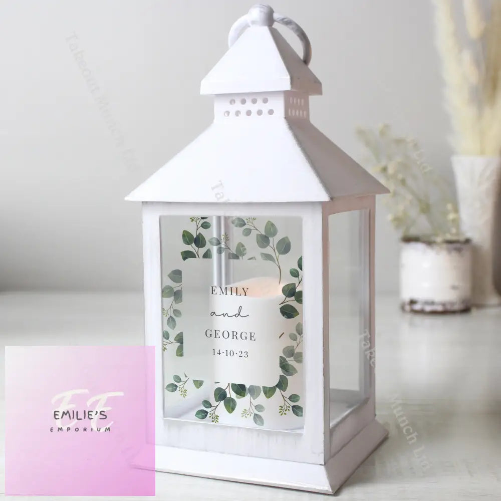 Personalised Botanical White Lantern