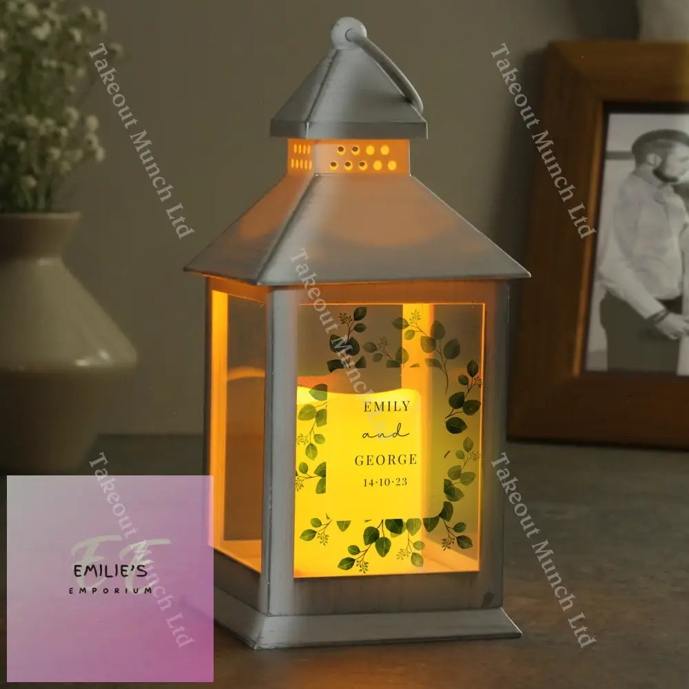 Personalised Botanical White Lantern