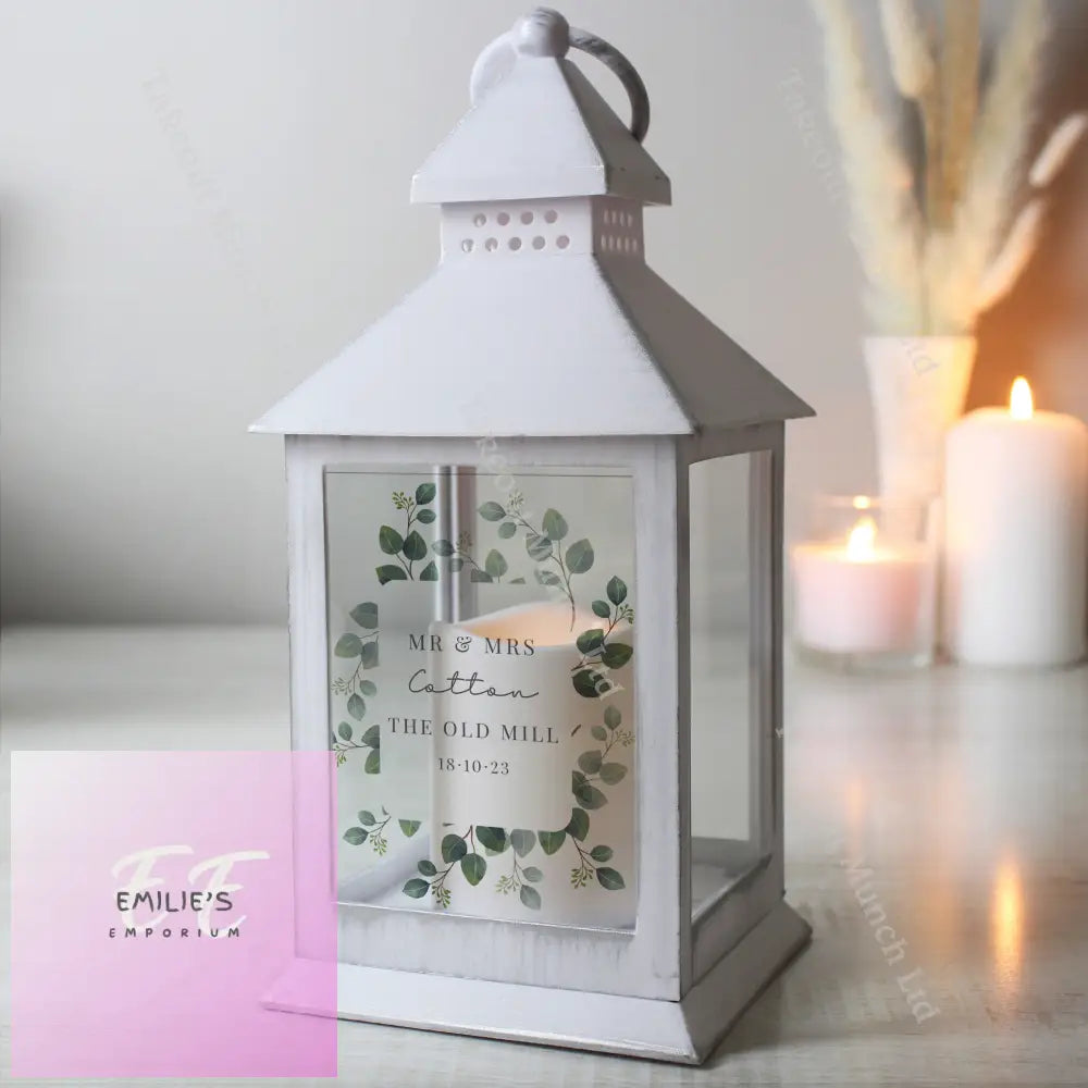 Personalised Botanical White Lantern