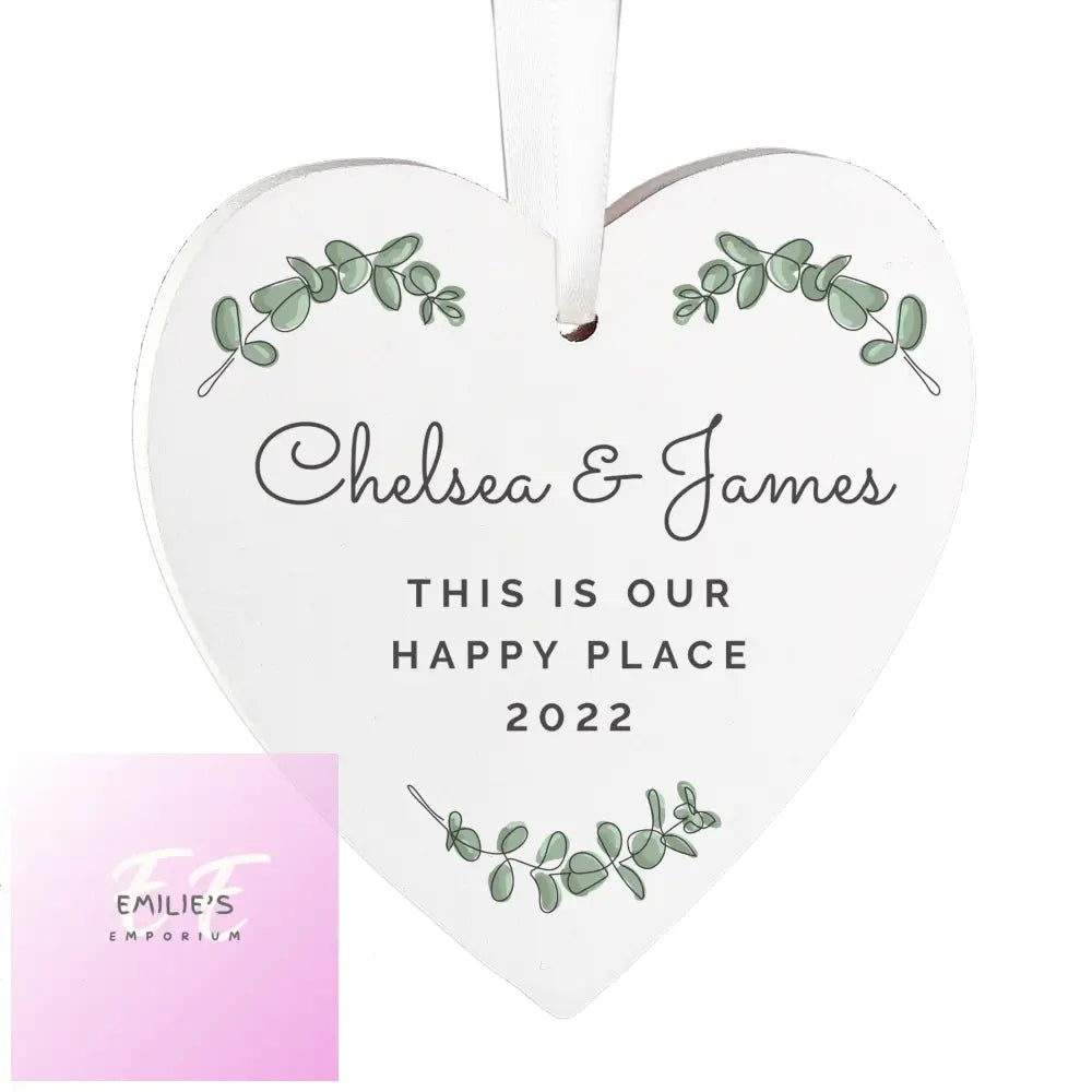 Personalised Botanical Wooden Heart Decoration