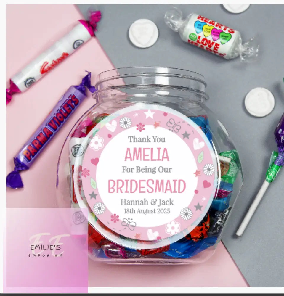 Personalised Bridesmaid Sweet Jar