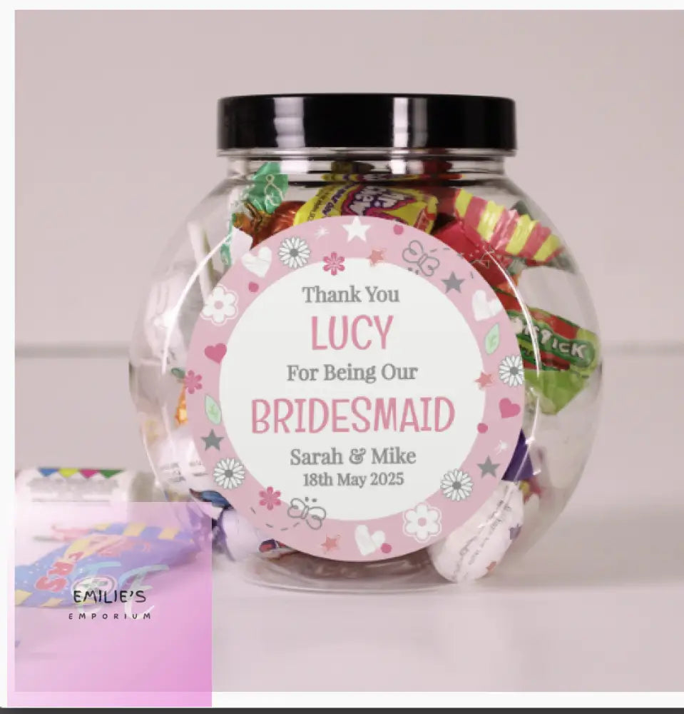 Personalised Bridesmaid Sweet Jar