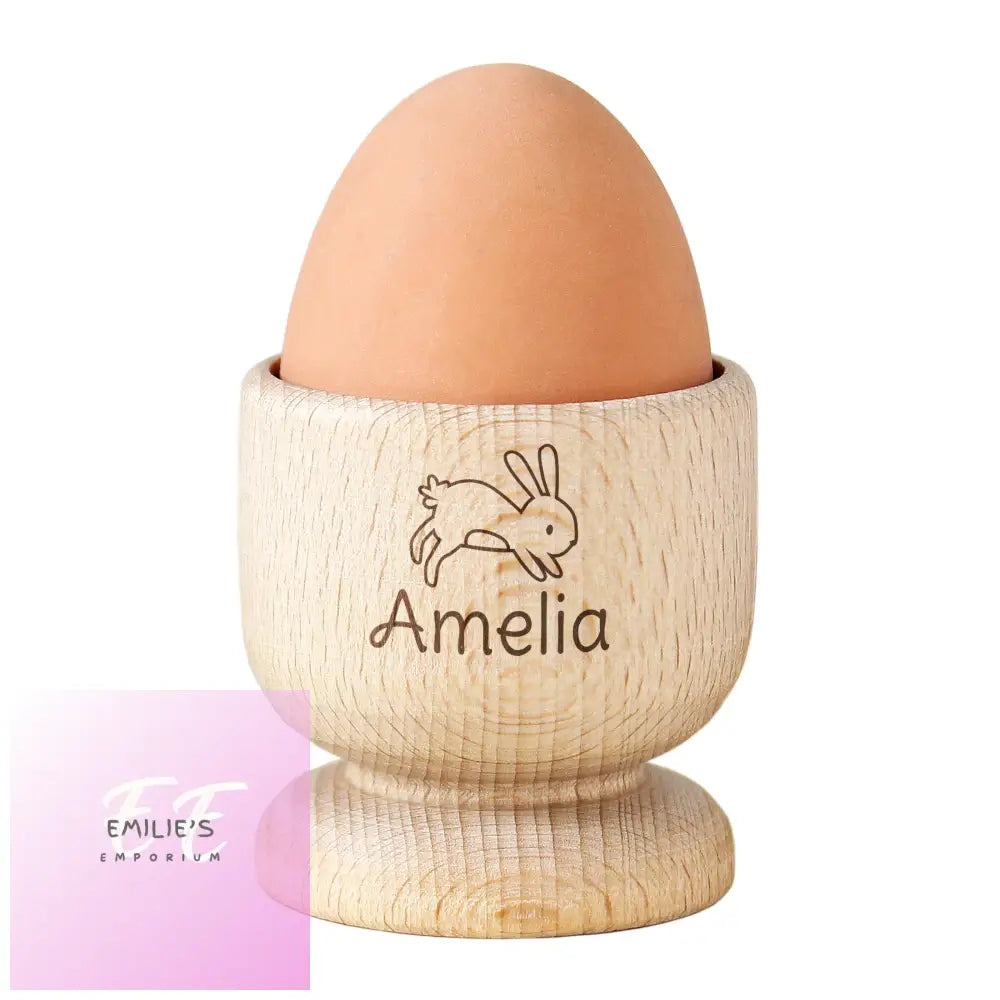 Personalised Bunny Wooden Egg Cup