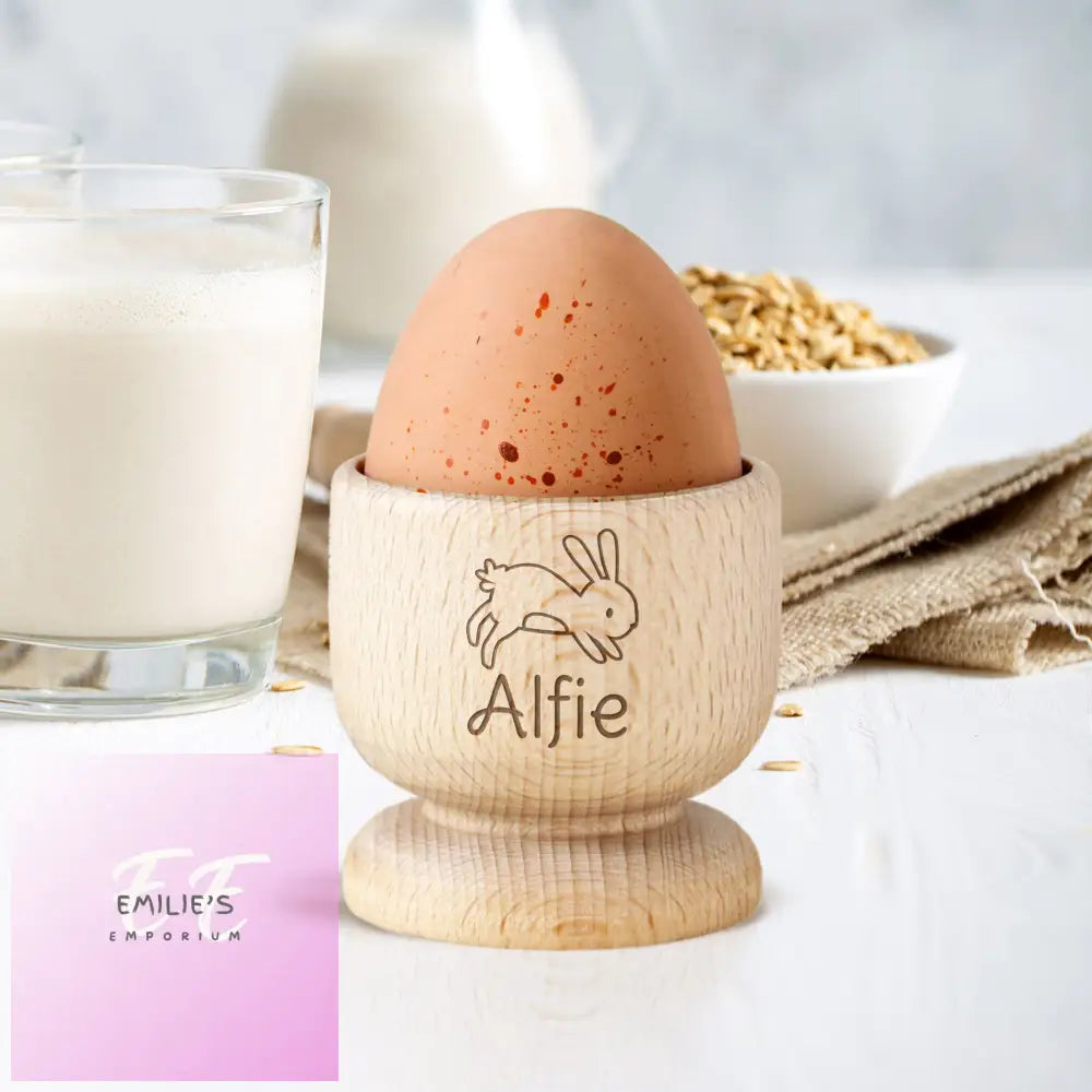 Personalised Bunny Wooden Egg Cup