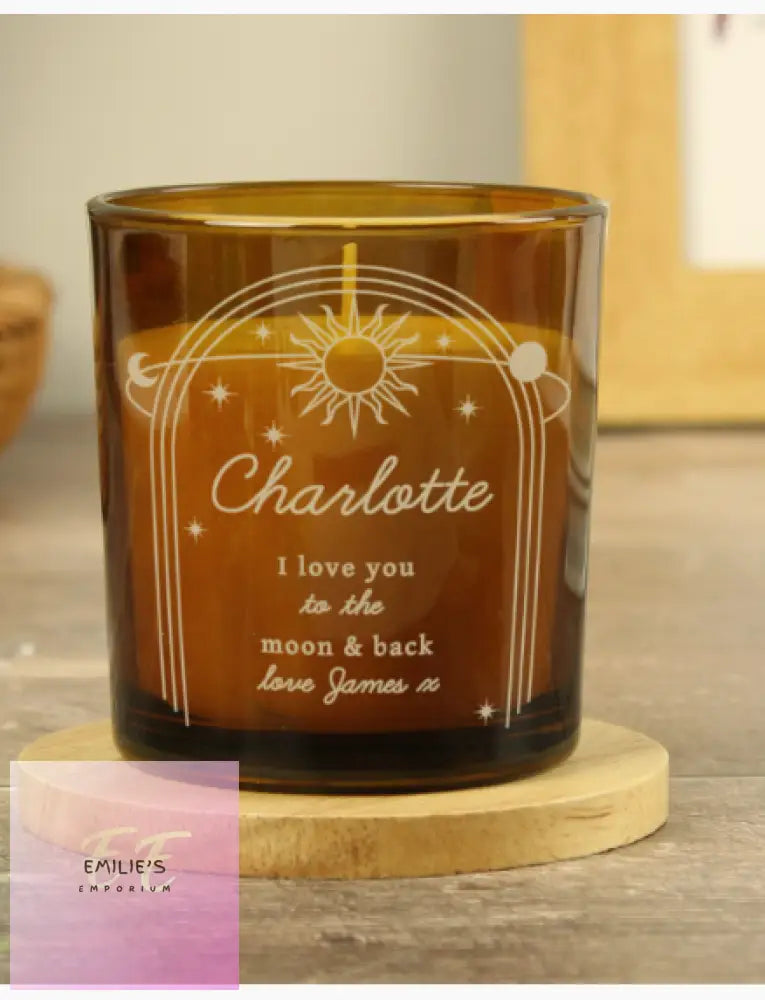 Personalised Celestial Amber Glass Candle