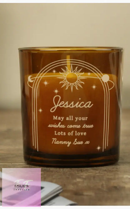 Personalised Celestial Amber Glass Candle
