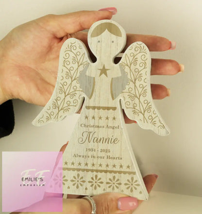 Personalised Christmas Angel Wooden Ornament