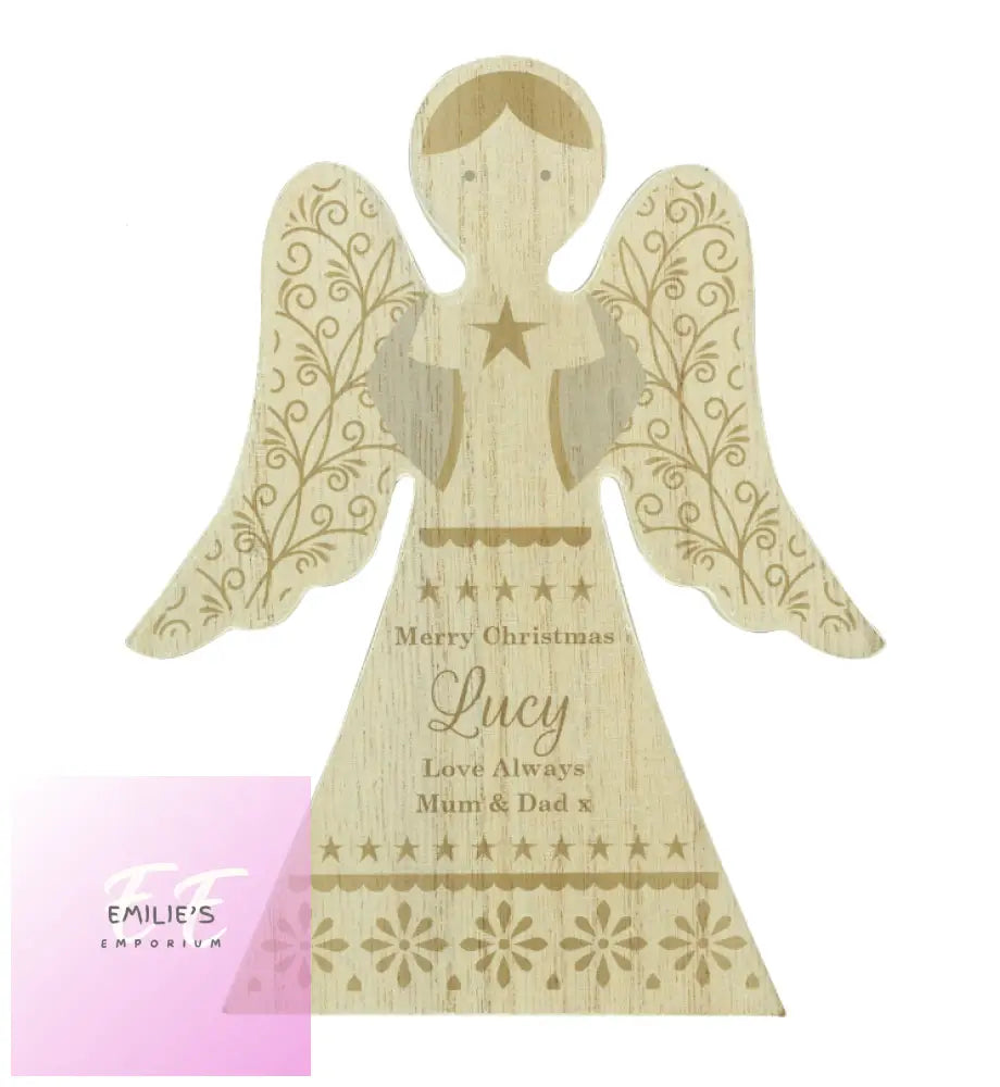 Personalised Christmas Angel Wooden Ornament