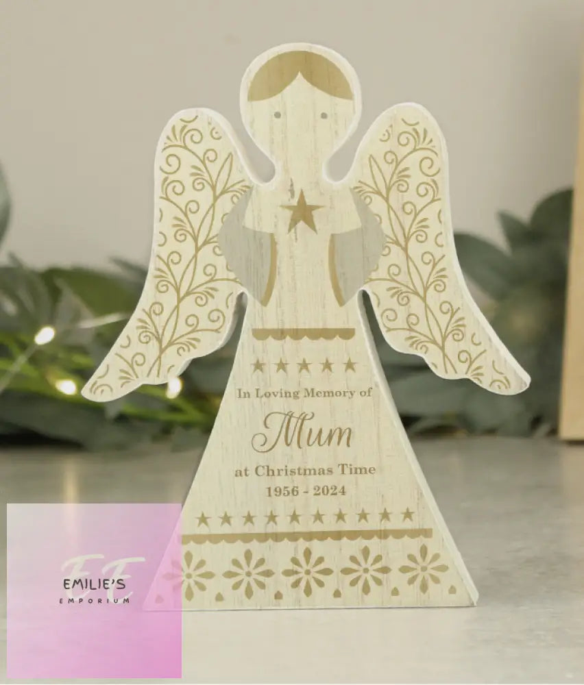 Personalised Christmas Angel Wooden Ornament