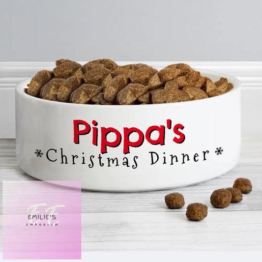 Personalised Christmas Dinner 14Cm Medium Pet Bowl