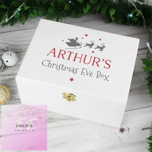 Personalised Christmas Eve White Wooden Box