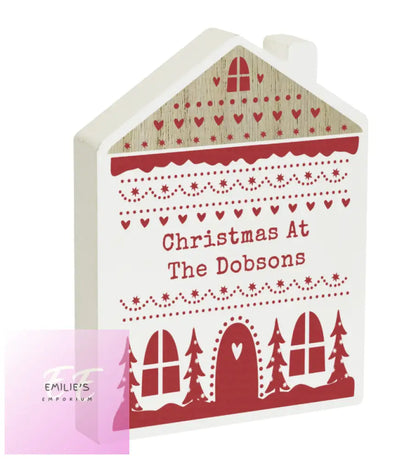 Personalised Christmas Fair Isle Wooden House Ornament