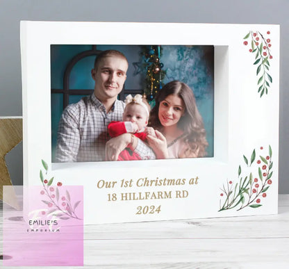 Personalised Christmas Foliage 5X7 Box Photo Frame