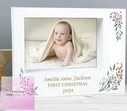 Personalised Christmas Foliage 5X7 Box Photo Frame