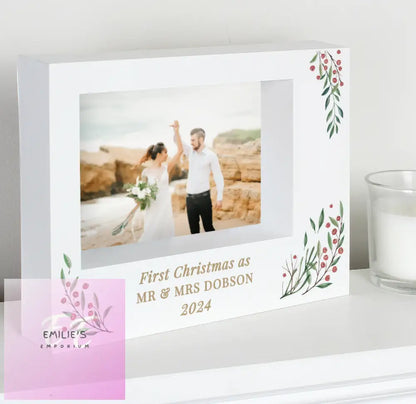 Personalised Christmas Foliage 5X7 Box Photo Frame