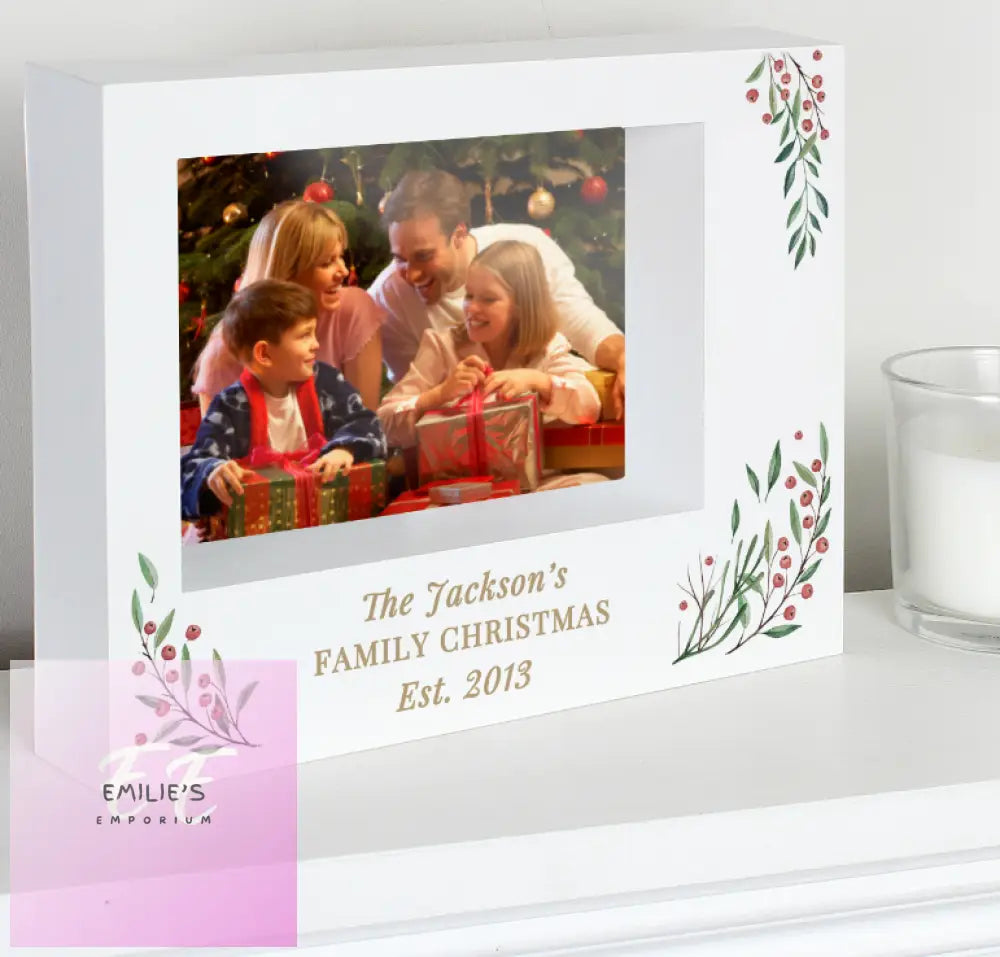 Personalised Christmas Foliage 5X7 Box Photo Frame