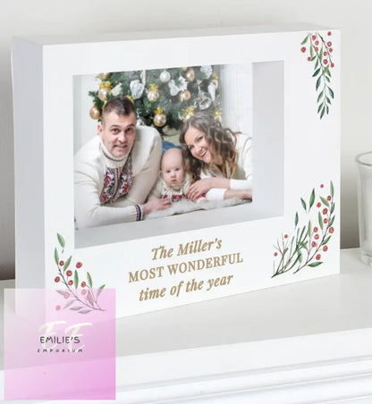 Personalised Christmas Foliage 5X7 Box Photo Frame