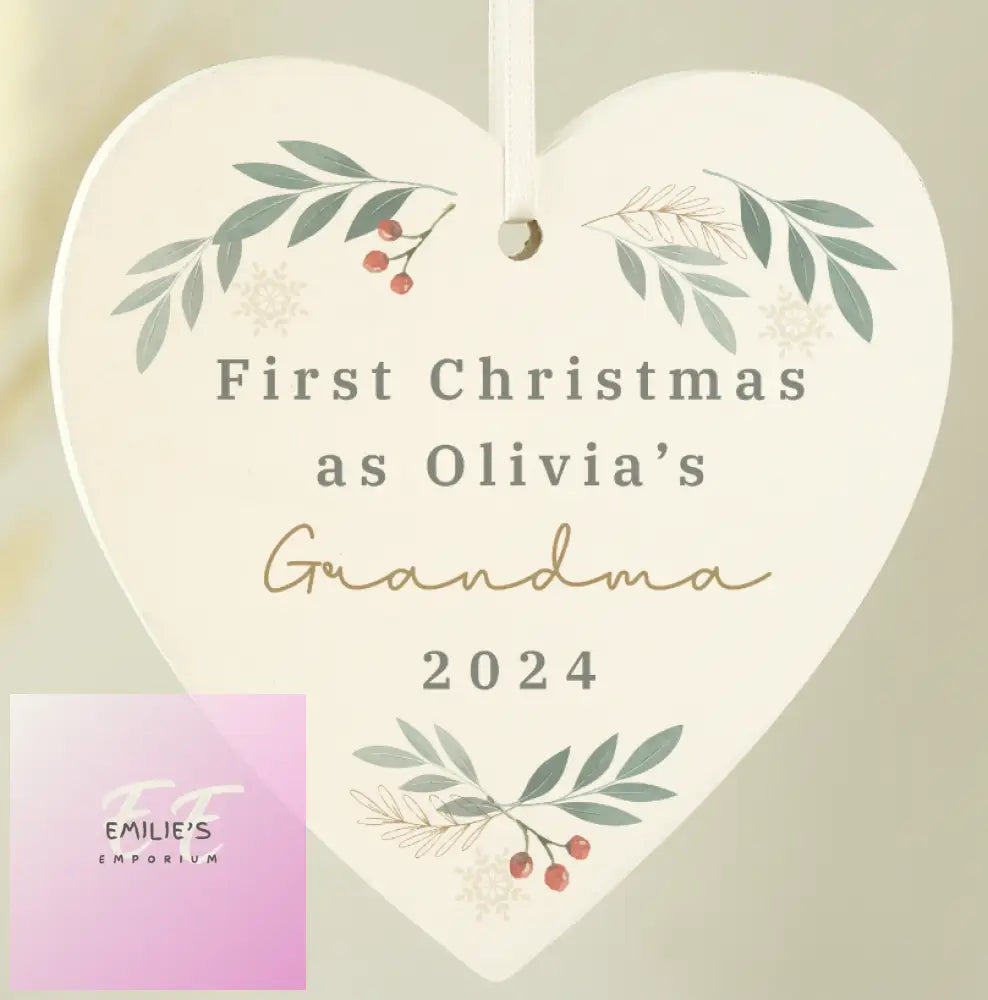 Personalised Christmas Foliage Hanging Heart Decoration