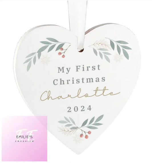 Personalised Christmas Foliage Hanging Heart Decoration