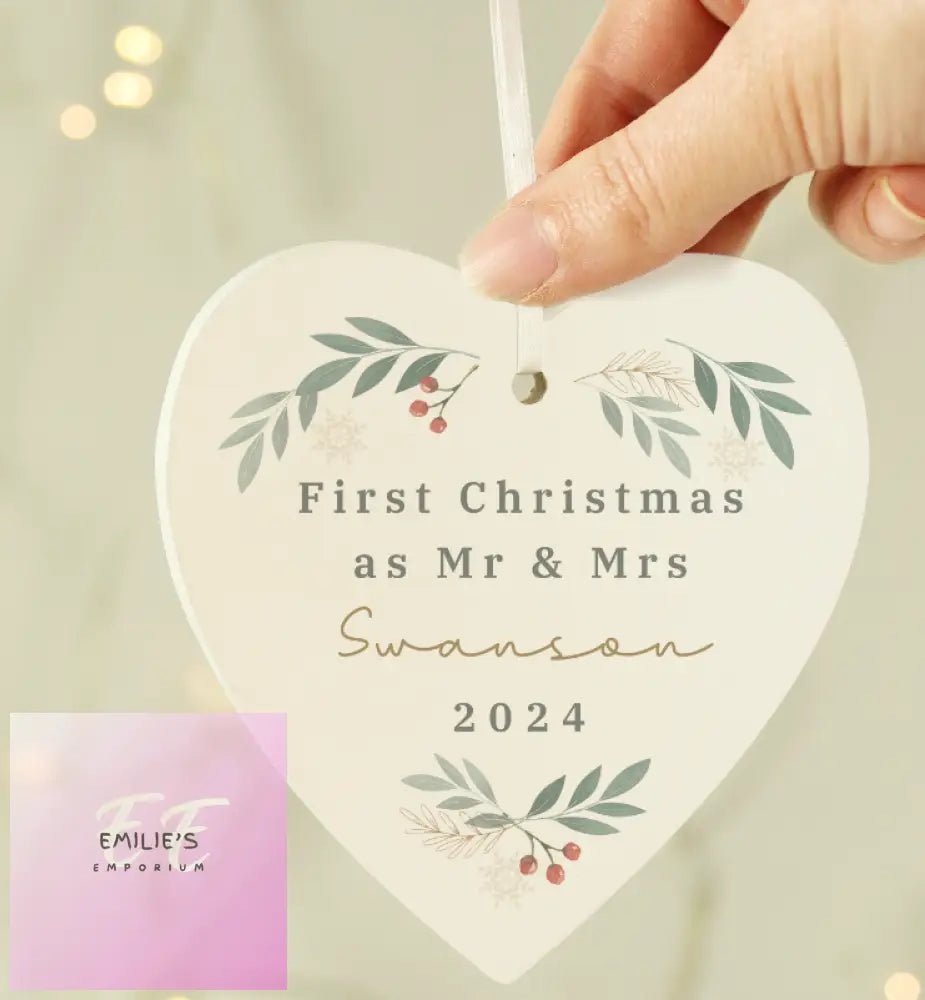 Personalised Christmas Foliage Hanging Heart Decoration