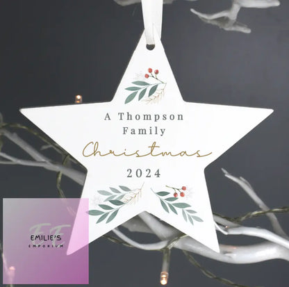 Personalised Christmas Foliage Hanging Star Decoration