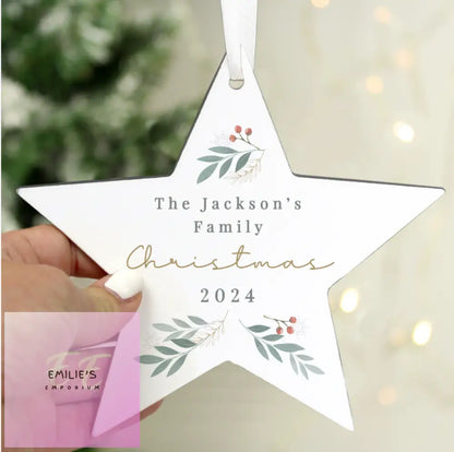 Personalised Christmas Foliage Hanging Star Decoration