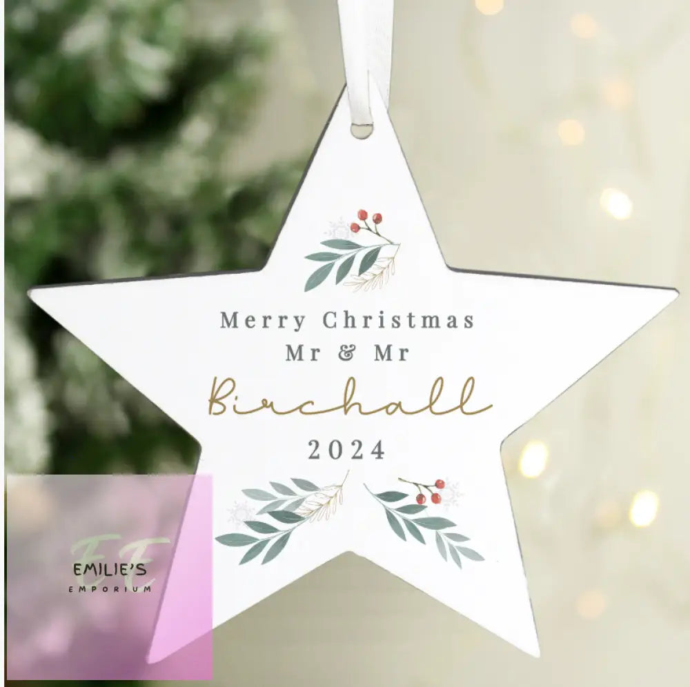 Personalised Christmas Foliage Hanging Star Decoration