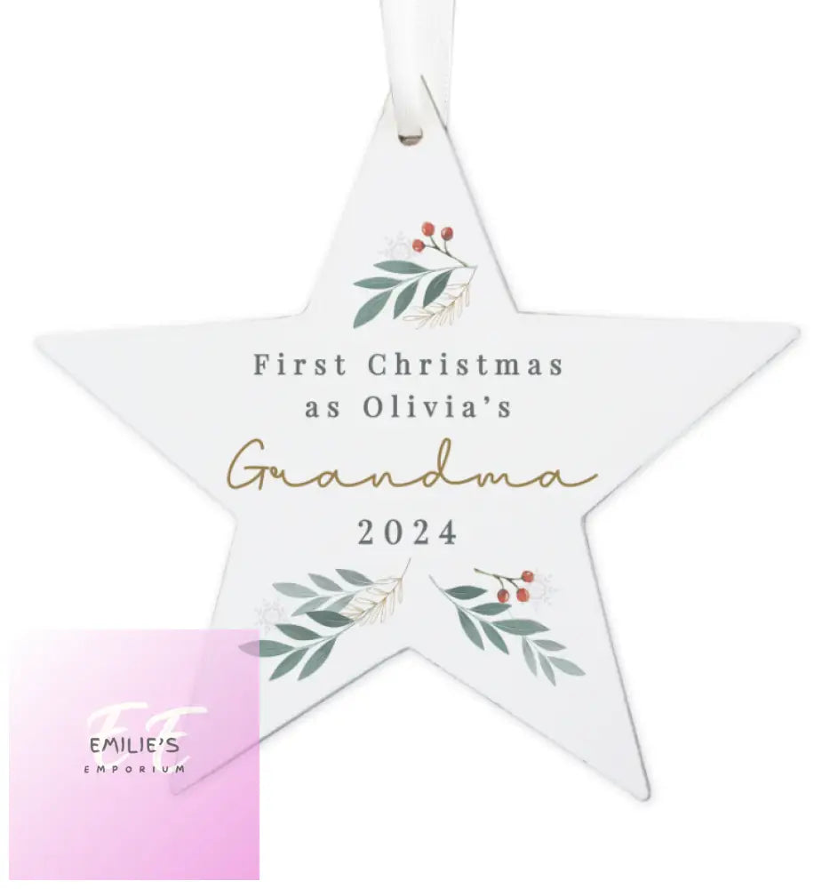 Personalised Christmas Foliage Hanging Star Decoration