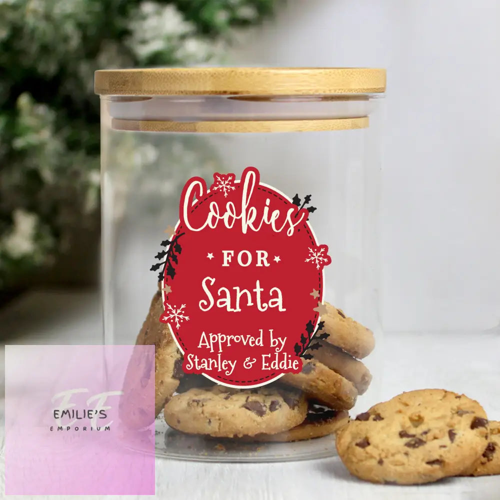 Personalised Christmas Glass Jar With Bamboo Lid